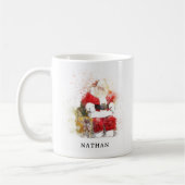 Traditionele Waterverf Kerstman gepersonaliseerd Koffiemok (Links)