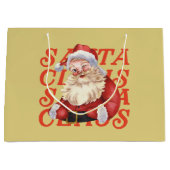 Traditionele waterverf Kerstman Rood en Mosterd Groot Cadeauzakje (Voorkant)