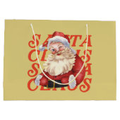 Traditionele waterverf Kerstman Rood en Mosterd Groot Cadeauzakje (Achterkant)