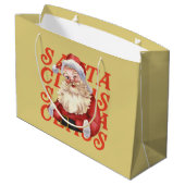 Traditionele waterverf Kerstman Rood en Mosterd Groot Cadeauzakje (Achterkant Gekanteld)