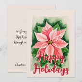 Traditionele Waterverf Poinsettia Bloemenkerst Feestdagenkaart (Voorkant / Achterkant)