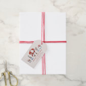 Traditionele waterverf santa sneeuwpoppen kerst cadeaulabel (Met Touw)