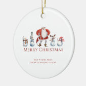 Traditionele waterverf santa sneeuwpoppen kerst keramisch ornament (Links)