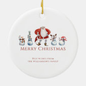 Traditionele waterverf santa sneeuwpoppen kerst keramisch ornament (Achterkant)