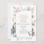 Traditionele Waterverf Winter Vrolijk kerstdiner Kaart (Voorkant)