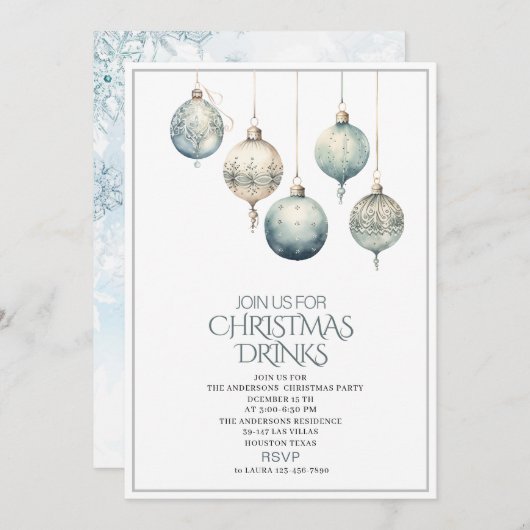 Traditionele Waterverf Winter Vrolijk Kerstfeest I Kaart (Voorkant / Achterkant)