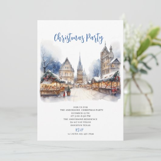 Traditionele Waterverf Winter Vrolijk kerstfeest Kaart (Staand voorkant)