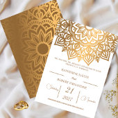 Traditionele White Bronze Mandala Indiaas bruiloft Kaart