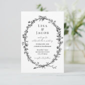 Traditionele wijnstokken formele bruiloft uitnodig kaart (Staand voorkant)