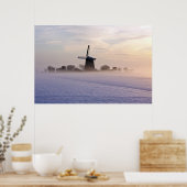 Traditionele windmolen in de winter in Nederland Poster (Keuken)