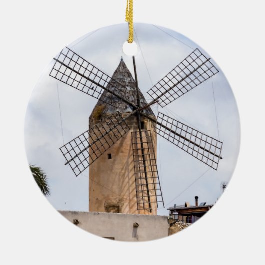 Traditionele windmolen in Palma de Mallorca - Span Keramisch Ornament (Achterkant)