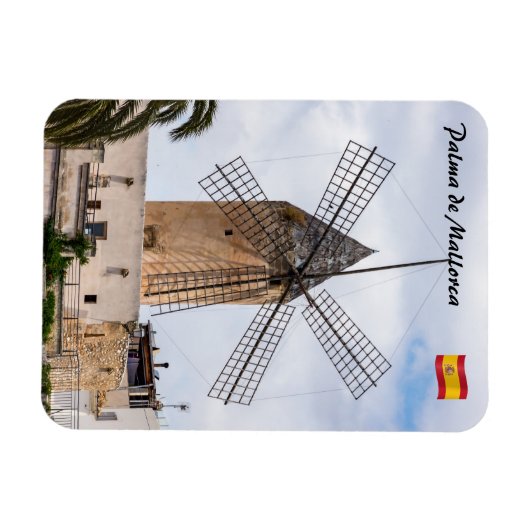 Traditionele windmolen in Palma de Mallorca - Span Magneet (Horizontaal)