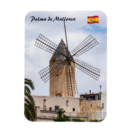 Traditionele windmolen in Palma de Mallorca - Span Magneet (Verticaal)