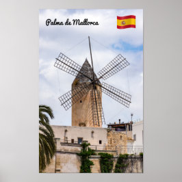 Traditionele windmolen in Palma de Mallorca - Span Poster