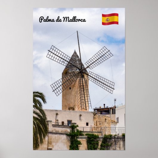 Traditionele windmolen in Palma de Mallorca - Span Poster (Voorkant)