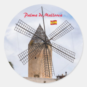 Traditionele windmolen in Palma de Mallorca - Span Ronde Sticker