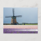 Traditionele windmolen met roze en paarse bloemen briefkaart (Voorkant)