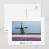 Traditionele windmolen met roze en paarse bloemen briefkaart (Voorkant / Achterkant)