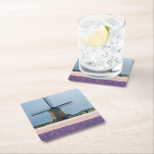 Traditionele windmolen met roze en paarse bloemen kartonnen onderzetters (Insitu)