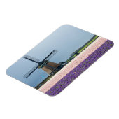 Traditionele windmolen met roze en paarse bloemen magneet (Linkerzijde)