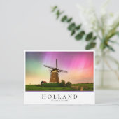 Traditionele windmolen onder het Noorderlicht Briefkaart (Staand voorkant)