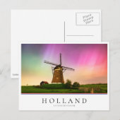 Traditionele windmolen onder het Noorderlicht Briefkaart (Voorkant / Achterkant)