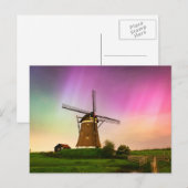 Traditionele windmolen onder het Noorderlicht Briefkaart (Voorkant / Achterkant)