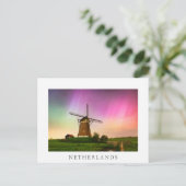 Traditionele windmolen onder het Noorderlicht Briefkaart (Staand voorkant)