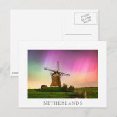 Traditionele windmolen onder het Noorderlicht Briefkaart (Voorkant / Achterkant)
