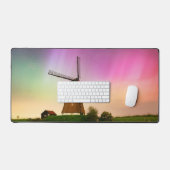 Traditionele windmolen onder het Noorderlicht Bureaumat (Keyboard & Muis)