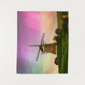 Traditionele windmolen onder het Noorderlicht Wandkleed (Voorkant)