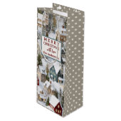 Traditionele Winter Kerstmis Wijn Cadeautas (Voorkant Gekanteld)