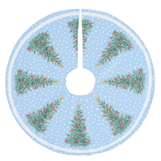 Traditionele Winter Sneeuwblauwe Kerstboom Kerstboom Rok (Voorkant)