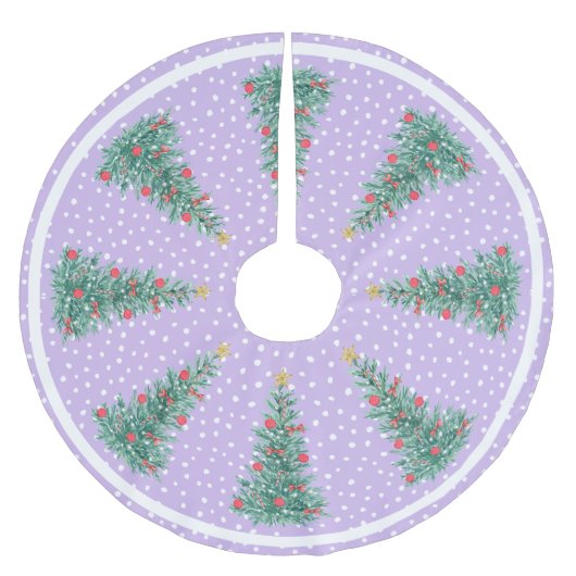 Traditionele wintersneeuw paarse kerstboom rok (Voorkant)
