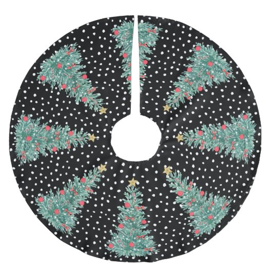 Traditionele wintersneeuw zwarte kerstboom rok (Voorkant)