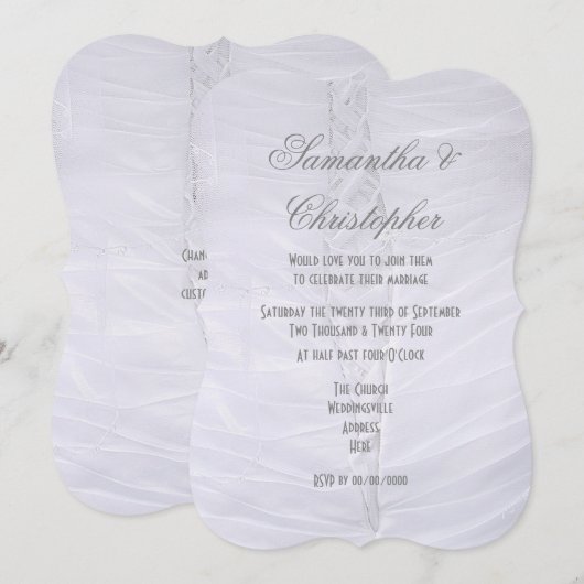 Traditionele witte bruidjurk met witte borstjes br kaart (Voorkant / Achterkant)