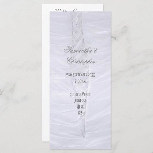 Traditionele witte bruiloft kerk bruiloft programm programmakaart (Voorkant / Achterkant)