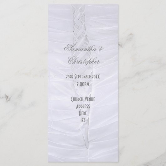 Traditionele witte bruiloft kerk bruiloft programm programmakaart (Voorkant)