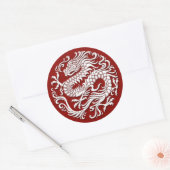 Traditionele witte en rode Chinese cirkel Ronde Sticker (Envelop)