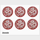 Traditionele witte en rode Chinese cirkel Ronde Sticker (Vel)
