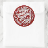 Traditionele witte en rode Chinese cirkel Ronde Sticker (Tas)