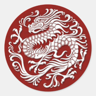 Traditionele witte en rode Chinese cirkel Ronde Sticker