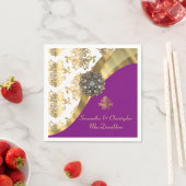 Traditionele witte, paarse en gouden damast bruilo servet (Insitu)