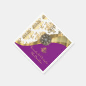 Traditionele witte, paarse en gouden damast bruilo servet (Hoek)