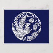 Traditionele witte Phoenix Cirkel op blauw Briefkaart (Voorkant)