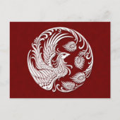 Traditionele witte Phoenix Cirkel op rood Briefkaart (Voorkant)