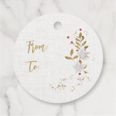 Traditionele witte poinsettia en Berries Elegant Bedankjes Labels (Achterkant)