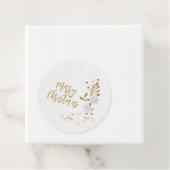 Traditionele witte poinsettia en Berries Elegant Bedankjes Labels (In situ)