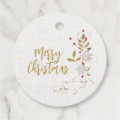 Traditionele witte poinsettia en Berries Elegant Bedankjes Labels (Voorkant)
