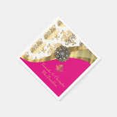 Traditionele witte, roze en goudvochtige bruiloft servet (Hoek)